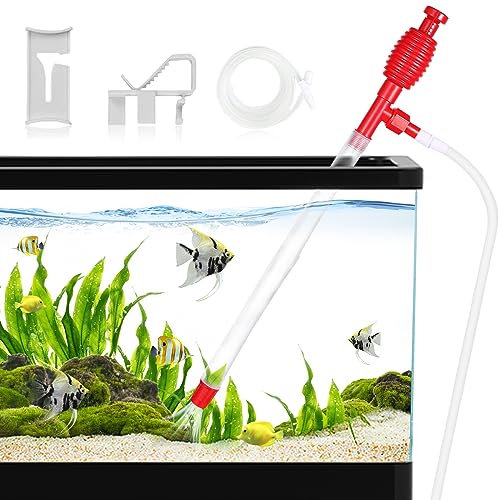 AKOFIC Aquarium Mulmsauger, Fish Tank Reiniger für Aquarium Wasserwechsel und Kiesreinigung, Manuelle Aquarium Staubsauger Bodensauger, Einstellbare Durchflussregelung Aquarien Reinigungsset