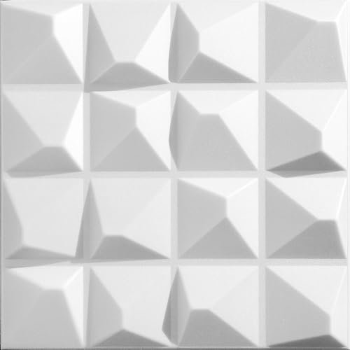 Deccart - 3D Wandpaneele 50x50 cm - Paneele Wand Wall Panels Deko Wandverkleidung Innen Panel Deckenverkleidung Decke Deckenpaneele Platten Styropor EPS-Polystyrol Krysztal 2 m², 8 Stück,weiß