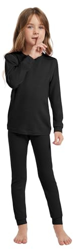 woolcano 100% lana merino ropa interior térmica para niños, conjuntos térmicos para niños, parte superior térmica y parte inferior térmica para esquí, patinaje, nieve, 5-6
