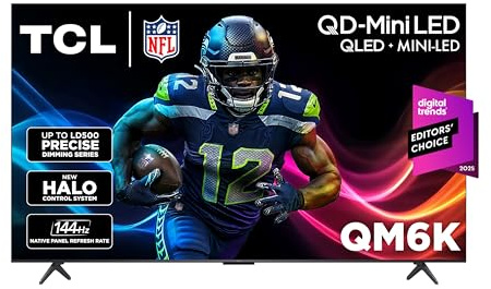 TCL 75 Inch Class QM6K Series | Mini LED QLED 4K HDR | 75QM6K, 2025 Model | 120HZ-144HZ High Brightness Smart Google TV Dolby Atmos Onkyo Audio | Voice Remote Alexa Gaming Streaming Television
