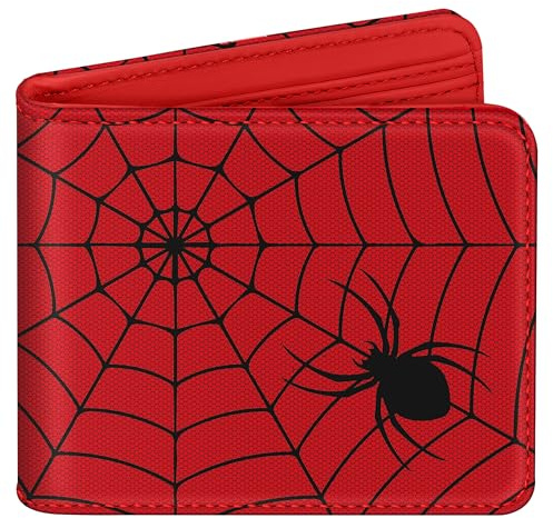Bistup Cute Leather Wallet for Boys - Cool Credit Card Cash Id Holder Rfid Blocking Bifold Small Wallets With Coin Pocket Slim for Teens Little Boy Youth Cartoon Unique Red Kawaii Design