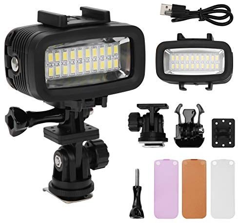 Zerodis Dykningskamera LED -ljus med 20 LED -lampor Långvarigt Energibesparingsläge för Undervattensbilder, Svart Färgunderhållning