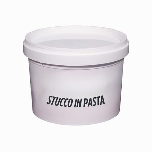 Vasetto Stucco Bianco in Pasta Professionale Pronto all'Uso - Stucco per Legno e Muro - Adesione Perfetta ed Essiccazione Veloce (Bianco, 0,25 Kg)