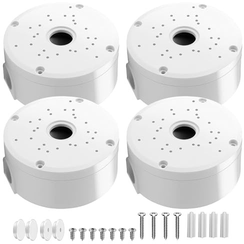 GOEDCH Caja de conexiones para cámara resistente al agua: 4 unidades de cámaras de vigilancia, caja de montaje de plástico semiesférica, color blanco, caja de derivación universal, cámaras de