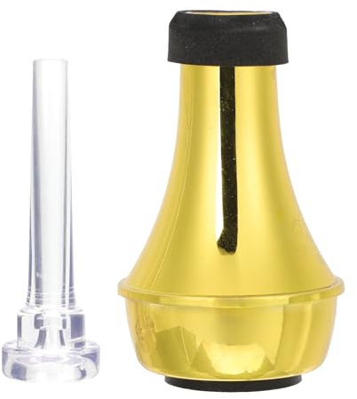 Hemobllo Mini Trumpet Mute Set with Gold Rubber and Abs Straight Practice Mute, Lightweight Brass Instrument Accessories for Silent Training and Noise Reduction