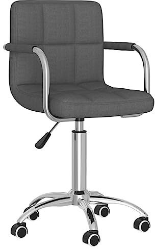Jkghdrt Chaise de bureau pivotante en tissu gris foncé, réglable en hauteur avec vérin à gaz, rotation à 360 degrés, avec roulettes pour un mouvement flexible, design élégant pour un confort d'assise