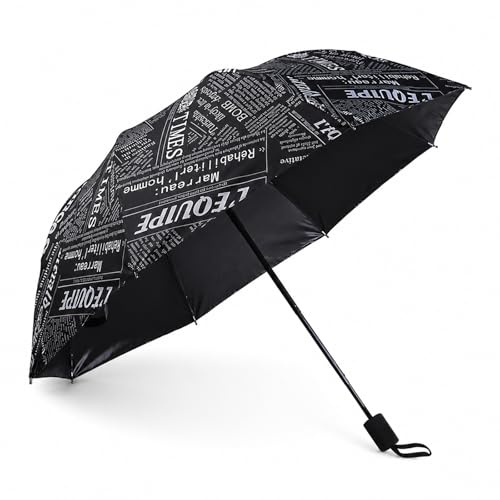 GEEKPC Folding UV Sun Umbrella Black - Compact Lightweight Portable Travel Parasol For Women, UPF 50+ UV Sun Rain Protection, 8 Ribs Windproof, 28 Cm Folded, 280 G, Stylish Black White Windowpane