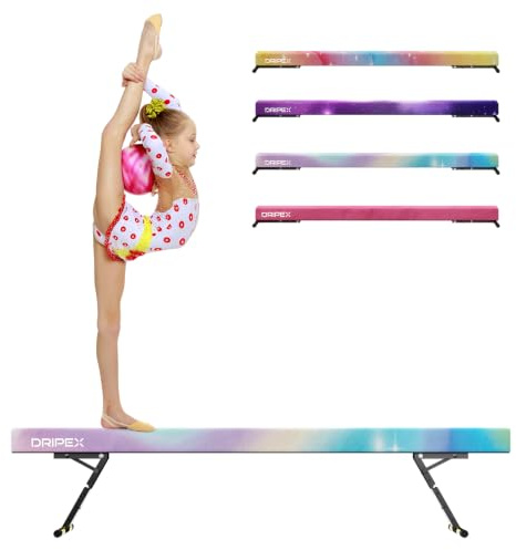 Dripex Adjustable Gymnastic Balance Beam 244CM, Kids Training Equipment | Height Adjustable, Soft Material, Non-Slip, Comfortable, Stable, Safe, Ideal for Home Gym, Practice, and Training