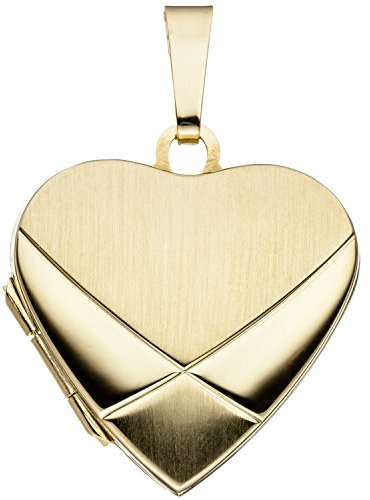 Jobo Damen Medaillon Herz 585 Gold Gelbgold mattiert Anhänger zum Öffnen