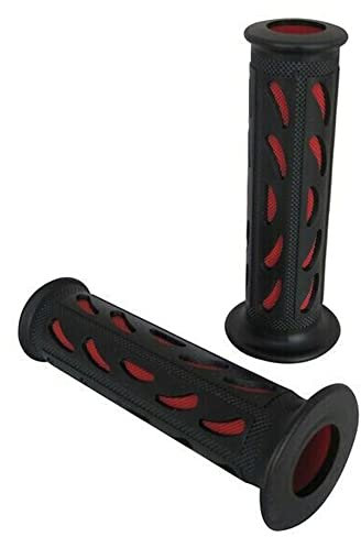 Moto Grips Manopole Morbido Silicone Gomma Per 7/8 22mm Manubrio - Nero/Rosso, Nero
