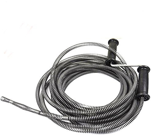 NUZAMAS Cable de resorte de 5 m para el hogar, cocina, baño, inodoro, fontanería, serpiente, tuberías, alcantarillado, con mango extra fuerte