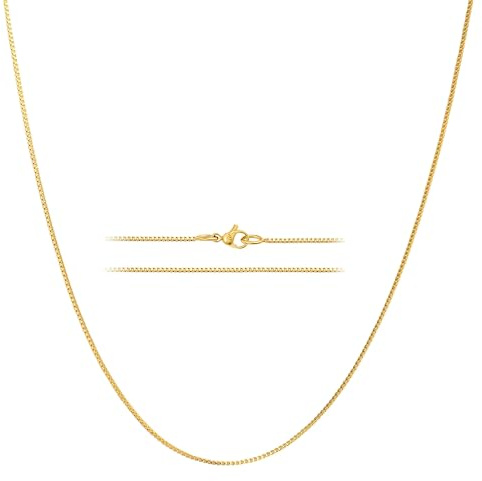 KISPER Gold Box Chain Necklace for Women, 24K Plated, Thin Dainty Layering