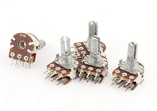 NEW LON0167 5 Pcs B10K Tipo B 10 K Ohm 6 Terminale doppio potenziometro rotativo lineare variabile(5 Stücke B10K Typ B 10K Ohm 6 Terminal Dual Linear Variable Drehpotentiometer