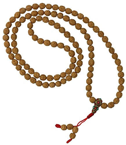 Freak Scene Bönkedja - halsband - malakedja - meditationskedja - rudraksha-pärlor - Stone Guru Double - 5 Mukhi
