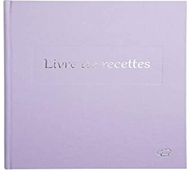 Le Dauphin - Réf. 207182D - 1 livre de recettes de cuisine - Extérieur et dos en toile - Format vertical - Dimensions : 22 x 17 cm - Titre lettres argent - 96 pages blanches - Couleur lilas