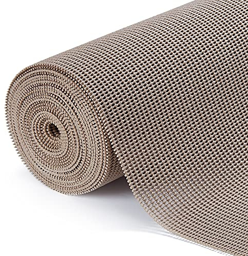 GIOPACO Forros de estantes XL, lavables, antideslizantes, no adhesivos, para armarios de cocina, cajones, alfombrillas impermeables para refrigerador, 40 x 600 cm (café claro)