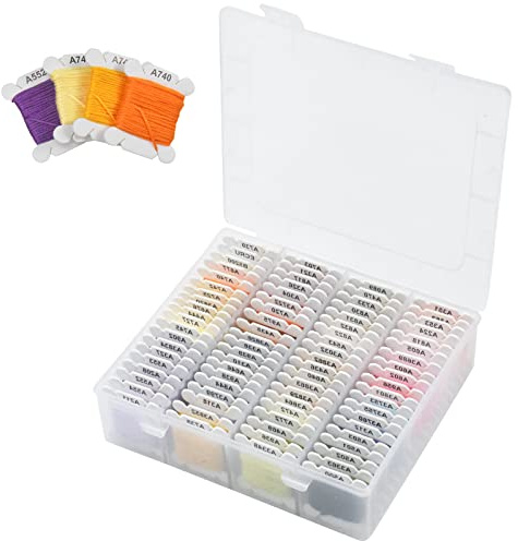 80 Piezas Hilos de Bordar de Punto de Cruz, 4M 6 Hilos de Bordado Herramientas de Costura, Embroidery Thread Hilo de Madeja para Hacer Pulseras de Amistad Principiantes, con Caja Organizadora