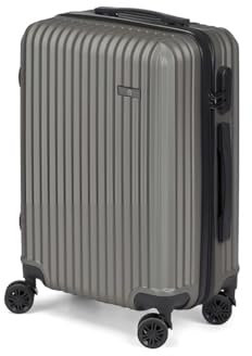 Primal Internet GmbH Premium Koffer für Kabine klein Handgepäck mit Rollen | Kompakter Hartschalenkoffer in Grau oder Rosa 57x38 cm | Rollkoffer Hartschale | Kabinenkoffer aus ABS (Dunkelgrau)