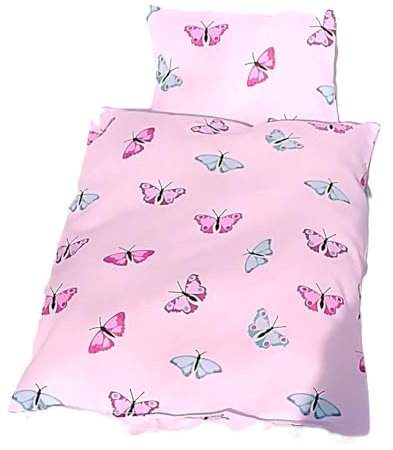 Puppe, Bettwäsche Mariposa.2tlg. Set für Puppenwagen, Puppenbett, Wiege und Puppentrage
