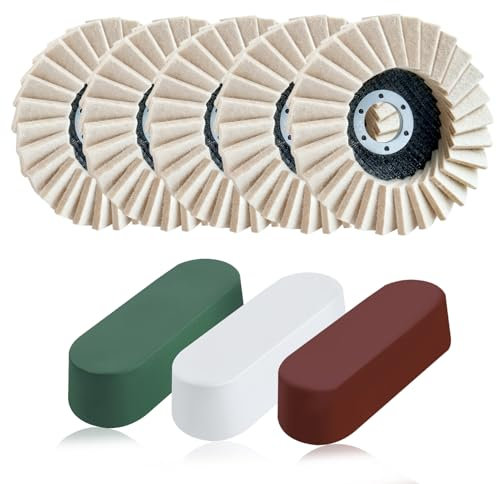SPEEDWOX 8Pcs Felt Flap Disc Abrasives Buffing Polishing Wheel and Polishing Compounds Set 5 Pcs Wool Polishing Wheel Disc 3 Pcs Buffing Compound Wool Polishing Buffing Wheel Pad for Angle Grinder