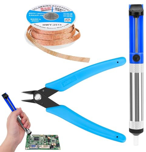Pompe à dessouder, mèche à dessouder, accessoires de soudure, micro coupe-fil, pompe à souder, accessoires de soudure, kit d'outils de soudure, kit de 3 outils de soudure, accessoires d'assistance