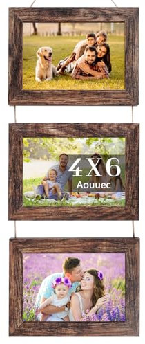 Wall Hanging Frame 5 x 7 Inch (13×18 cm) Collage 3 Picture frames, Wooden Horizontal Collage Brown Triple Frame Made to Display 4 x 6 inch (10×15 cm) Photos for Wall Decoration