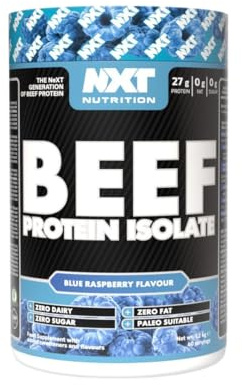 NXT Nutrition Beef Protein Isolate Powder - Protein Powder High in Natural Amino Acids - Paleo, Keto Friendly - Dairy and Gluten Free - Muscle Recovery | 1.2kg (Blue Raspberry)
