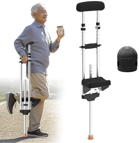 ILOKNZI Krücken Walker mit gepolsterter Auflage – Schmerzfreie Gehhilfe, höhenverstellbare Aluminiumstütze, bei Beinverletzungen oder nach Operationen