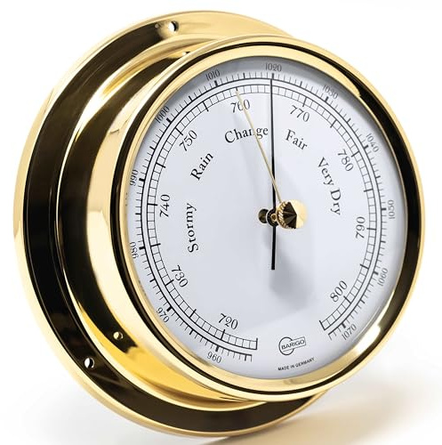 BARIGO 184MS REGATTA Barometer - 125 x 40 mm - Druckmessgerät mit Messing-Gehäuse poliert - Made in Germany