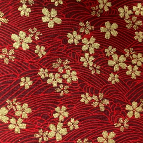 Tela de algodón por metro, estampado bronceado, cosido, 145 cm de ancho (rojo E, 100 x 145 cm)