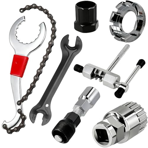 Mockotta Set di attrezzi per la manutenzione della catena della bicicletta, per mountain bike, bici da corsa, bicicletta, set di attrezzi 3 in 1, per la rimozione della cassetta, per la rimozione del