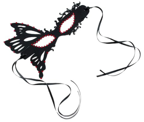 HEMOTON Demi-masque en Feutre Noir Orné de Cristaux, Design Élégant et Sangle Réglable pour Fêtes Festives et Soirées D'halloween