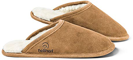 Fellhof Lammfell Hausschuh TRENDY Damen Herren Fell Pantoffeln für Winter & Sommer Hausschuhe aus ECHTEM Lammfell Naturprodukt atmungsaktiv (42/43 Natur)