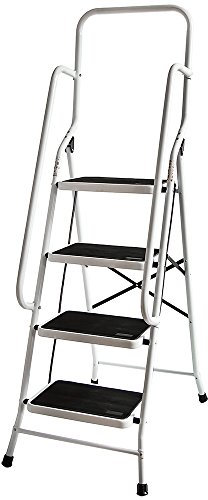 Home Vida 4 Step Ladder with Safety Handrail Folding Kitchen Anti-Slip Mat Safe Heavy Duty Steel