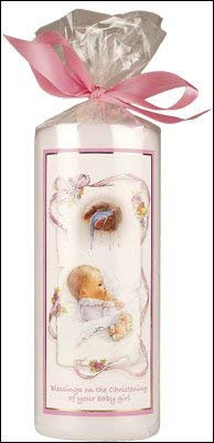Christening Baptism Baby Girl Candle 6 Gift Wrapped