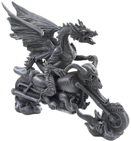 Design Toscano Biker Dragon on Skeleton Chopper Statue