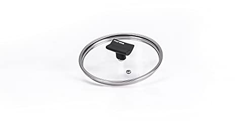 Moneta Nova Couvercle en Verre Trempé avec Rebord en Silicone, Base de Protection, Compatible Lave-Vaisselle, 18 cm