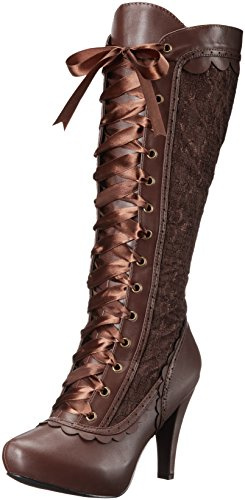 Ellie Shoes Women's 414-Mary Victorian Boots - Witch Costume Shoes, Brown, 11