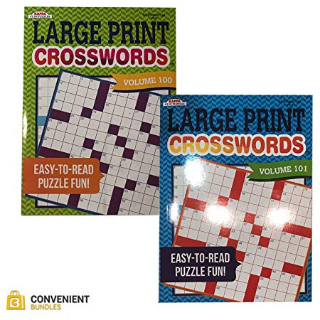 Large Print Crossword Puzzles for Adults (2 Books) 80 Challenging Mental Strategy Games for Men, Women | Home and Travel Use | Minimize Eye Fatigue, Strain