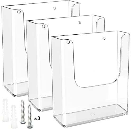 MaxGear Brochure Holder 8.5x11 Wall Mount, 3 Pack Acrylic Pamphlet & Flyer Holder, Clear Plastic Magazine Literature Organizer for Office, School, Hotel, Exhibition