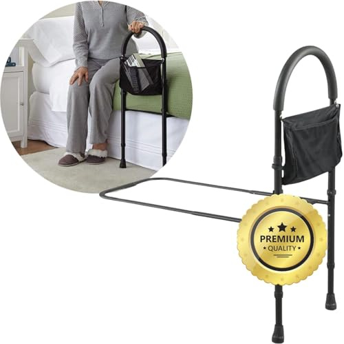 OrtoPrime Barre de lit pour Personne âgée - Barrière de Lit Adulte de Sécurité - Barrière Lit Adulte + Porte-revues - Aide pour Se Lever du Lit Anticaídas Noir - Barre de Protection lit