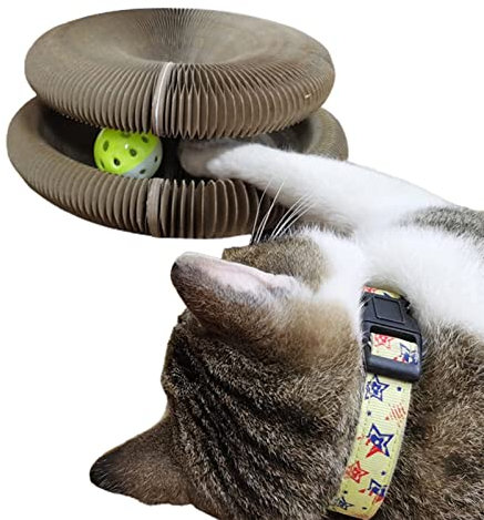 Kratzpads für Katzen | 2023 Neues magisches Organ faltbares Kratzbrett, mit einem Spielzeugringball, interaktives Kratzbrett, praktisch, langlebig und recycelbar