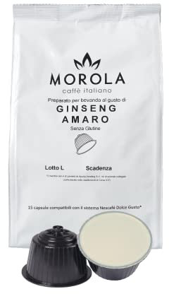 Morola Caffè Italiano - Capsules Compatibles DolceGusto - 6 Paquets de 15 Capsules - 90 Capsules - Made in Italy (Ginseng)