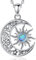 EUDORA Harmony Ball Mond und Sonne Kette für Damen Sterling Silber 925, Vintage Luna Halskette Anhänger, Sonnengott Mond Schmuck Personalisierte Amulett Geschenk für Frauen Mädchen, Kette 45cm