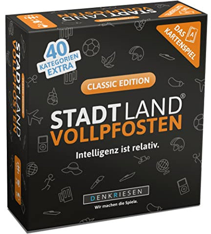 DENKRIESEN - Stadt Land Vollpfosten® – Das Kartenspiel Sonderedition | 240 Kategorien ab 12 Jahren | Familienspiel für 3-6 Spieler | Stadt Land Fluss Reisespiel | Gesellschaftsspiel für Familien