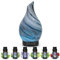Essential Oil Diffuser 120 ML Aroma Ultrasonic Diffuser, with 6Pcs*10ml Pure Essential Oil Gift Set, Handmade Art Glass with Night Lights, BPA Free, 7 LED Lights, Waterless Auto-Off 4 Timer (Grey)