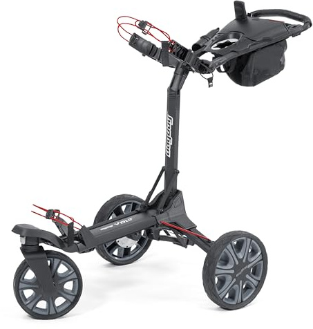 Bag Boy Volt Electric Golf Push Cart | Compact Remote Controlled Trolley with 36 Hole Lithium Battery, 9 Speeds, Excess Storage Space, Anti-Tip 4th Wheel, 2 Step Fold and TrueLine Tracking