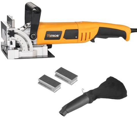 Hoteche 1010W Holz Schlitzfräse - Flachdübelfräse mit 100mm Sägeblatt, 11000rpm, 220-240V - Ideal für Holzplatten, Sperrholz, MDF & mehr - Inklusive Staubbeutel und Zubehör - Max. Schnitttiefe 20mm