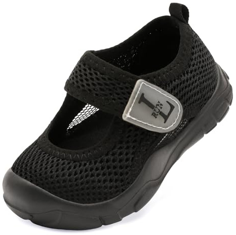 JIASUQI Toddler Boys Girls Sandals Breathable Barefoot Shoes Adjustable Lightweight Walking Shoes for Summer Indoor Outdoor(Black 20, UK Size 5.5)