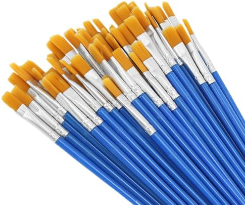 QWORK® 60 Stück Pinsel Set, 7 mm Flacher Pinsel, für Detailmalerei, Aquarellmalerei
